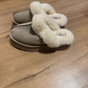 UGG Beige Sheepskin Lined Slippers